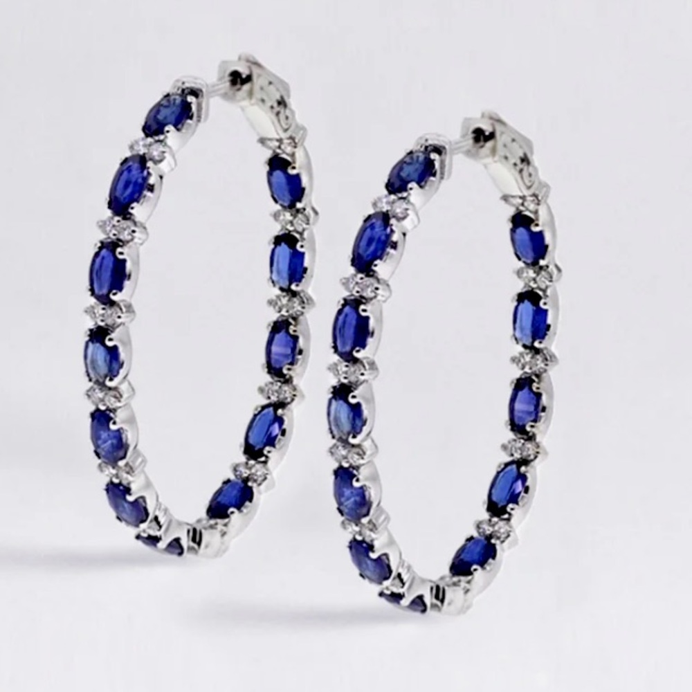🌟 Big Hoop Sapphire Earrings
